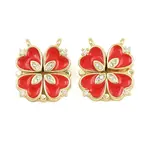 Brass Micro Pave Clear Cubic Zirconia and Enamel Connector Charms