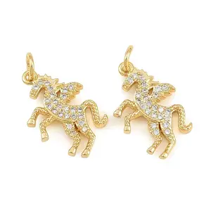 Brass Micro Pave Clear Cubic Zirconia Pendants