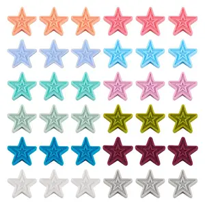 48Pcs 12 Colors Star Silicone Beads
