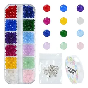 DIY Round Natural & Dyed Malaysia Jade Beads Stretch Bracelets Making Kits
