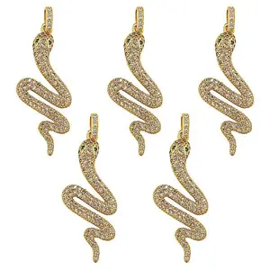5Pcs Brass Micro Pave Cubic Zirconia Pendants