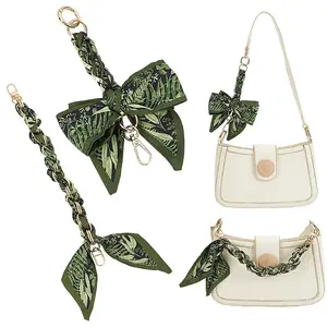 2Pcs 2 Styles Bowknot Polyester & Alloy Bag Extension Chains