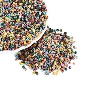 Opaque Picasso Cylinder Glass Beads