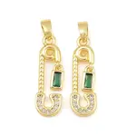 Brass Micro Pave Green Cubic Zirconia Pendants