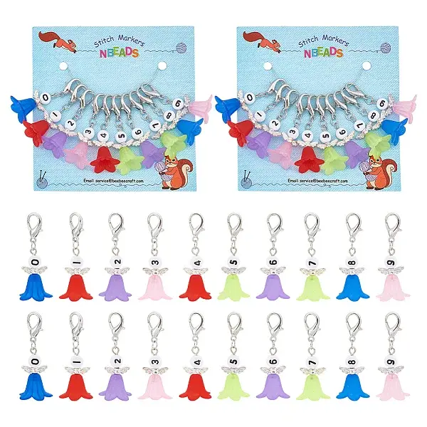 10Pcs 10 Style Number 0-9 Angel Locking Stitch Marker