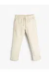 Koton Linen Pants with Tie Waist, Pockets, Comfortable Cut.