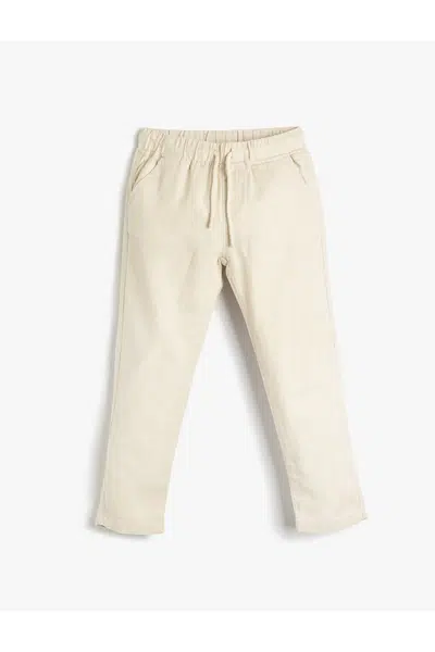 Koton Linen Pants with Tie Waist, Pockets, Comfortable Cut.