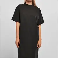 Dámské organické dlouhé oversized triko šaty černé