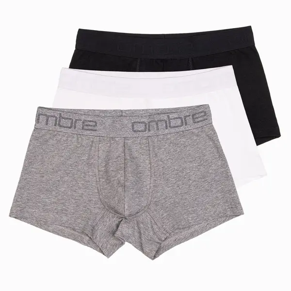Ombre Men's cotton boxer shorts with logo - 3-pack mix