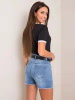 Blue high waist denim shorts