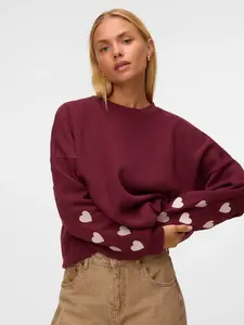 VERO MODA Mikina 'VMKAROL'  červená / biela