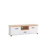 Landscape KOMODA POD TELEVIZI, bílá, dub artisan, 147/48/41 cm