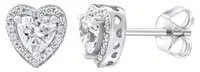 Silvego Stříbrné náušnice srdce se Swarovski® Zirconia MWE02140