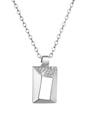 Evolution Group - Pavona Stříbrný náhrdelník Obdélník se zirkony 12055.1 crystal