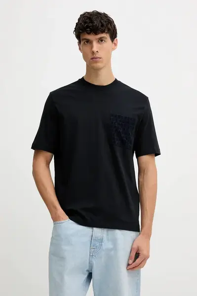 Bavlněné tričko Armani Exchange pánské, tmavomodrá barva, s potiskem, XM001459 AF10362