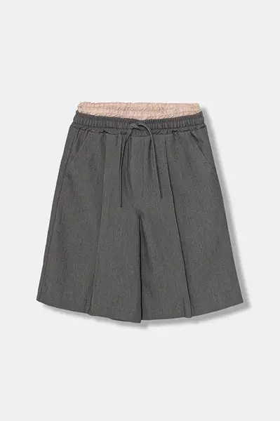 Detské krátke nohavice United Colors of Benetton šedá farba, jednofarebné, nastaviteľný pás 40ZBC904B