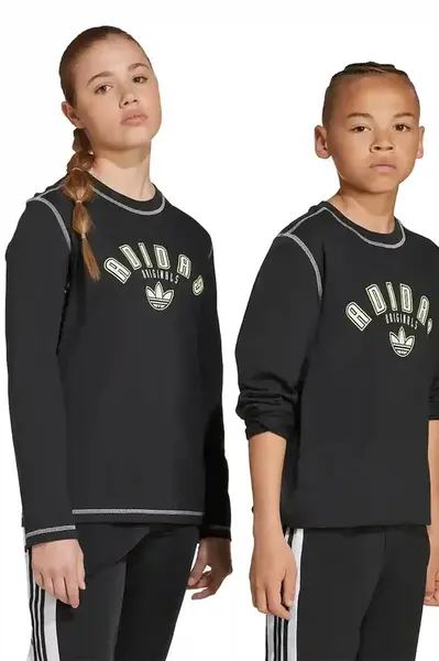 Dětské bavlněné tričko s dlouhým rukávem adidas Originals