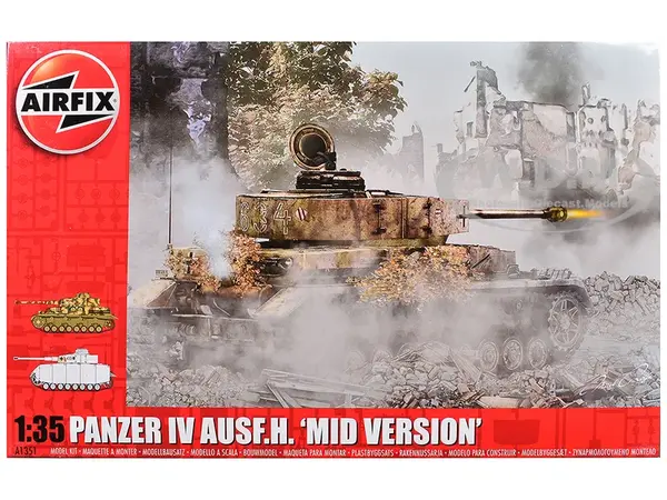 Level 3 Model Kit Panzer IV Ausf.H "Mid Version" Tank with 2 Scheme Options 1/35 Plastic Model Kit by Airfix