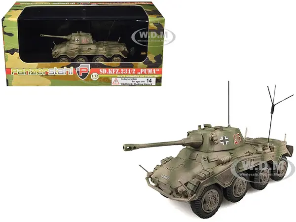 Sd.Kfz. 234/2 "Puma" Armored Vehicle "415 Unidentified Unit France" (1944) German Army 1/72 Diecast Model by Panzerstahl