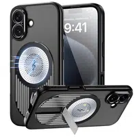 Magnetic Phone Case for iPhone 16 Shockproof Bracket Aromatherapy & Heat-Dissipating Black