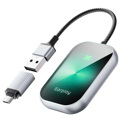 DriFox A21 Wired to Wireless Carplay Adapter Plug & Play Auto-Connect 5.8GHz Fast Data Transmission Voice Assistant - Green