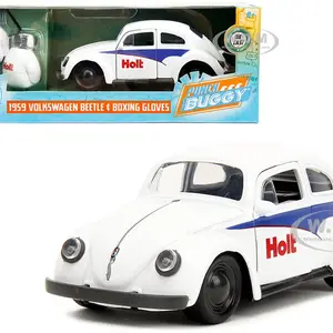 1959 Volkswagen Beetle "Holt" White with Blue Graphics and Boxing Gloves Accessory "Punch Buggy" Series 1/32 Diecast Model Car by Jada