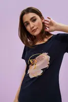 Marisse Women's T-Shirt L-Ts-3725 Navy