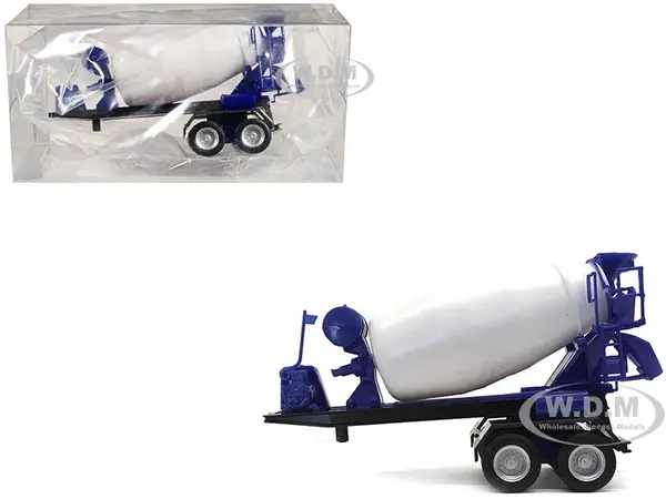 2-Axle Cement Mixer Trailer White and Blue 1/87 (HO) Plastic Model by Promotex