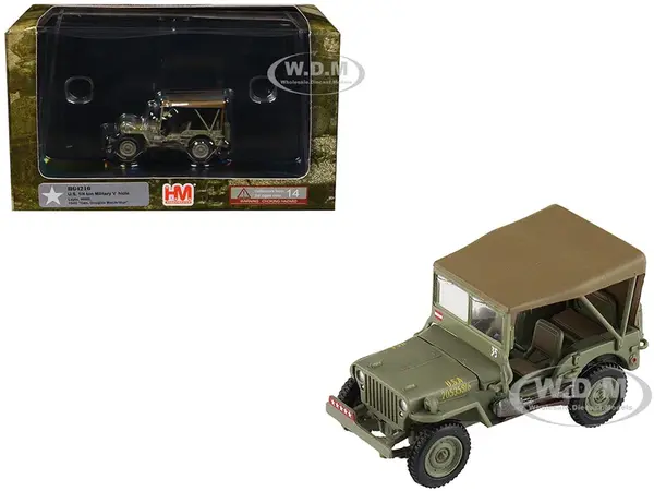 U.S. 1/4 ton Military Vehicle Olive Drab "Gen. Douglas MacArthur Leyte WWII" (1945) United States Army "Ground Power Series" 1/72 Diecast Model by Ho