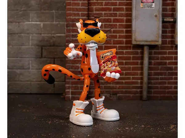 Chester Cheetah 5.5" Glow-in-the-Dark Figure with Accessories and Alternate Head and Hands "Flamin Hot Cheetos Crunchy" Model by Jada