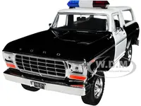 1978 Ford Bronco Police Car Unmarked Black and White "Law Enforcement and Public Service" Series 1/24 Diecast Model Car by Motormax