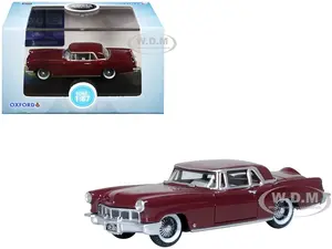1956 Lincoln Continental Mark II Dark Red 1/87 (HO) Scale Diecast Model Car by Oxford Diecast