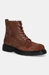 Semišové boty Calvin Klein COMBAT ESS LACE UP ZIP BOOT SU