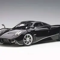 Pagani Huayra Gloss Black with Silver Stripes and Silver Wheels 1/12 Model Car by Autoart