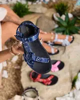 Resti Navy blue women's sandals with bow Oyall