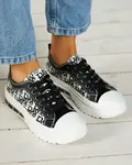 Resti Black patterned women's platform sneakers Neriwas - Footwear