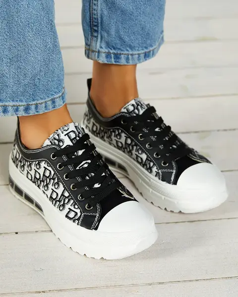 Resti Black patterned women's platform sneakers Neriwas - Footwear
