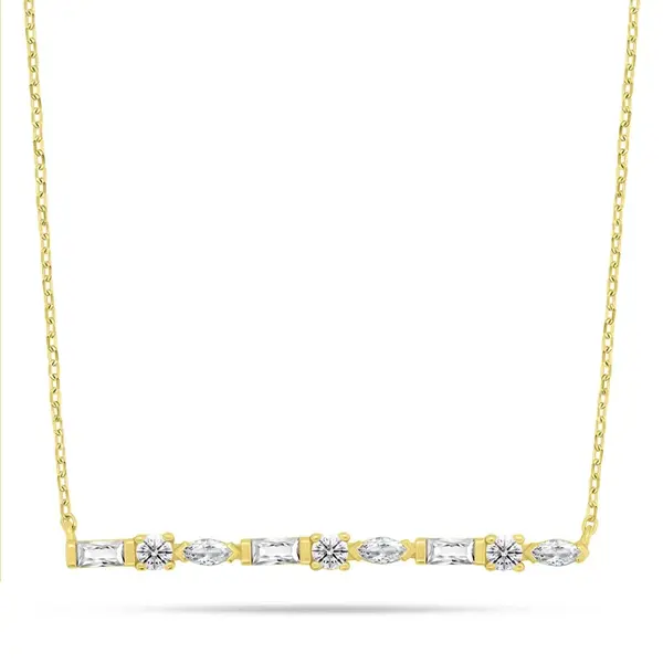 Brilio Silver Elegantní pozlacený náhrdelník s kubickými zirkony NCL199Y