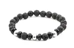Agato Korálkový náramek z lávového kamene a howlitu MINK57 17 cm