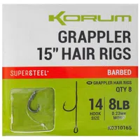 Korum návazec grappler 15” hair rigs barbed 38 cm - velikost háčku 14 průměr 0,23 mm nosnost 8 lb