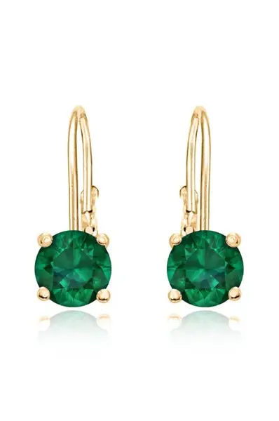 JVD Něžné pozlacené náušnice se zelenými zirkony SVLE0620XH2GZ00 1,3 x 0,5 cm