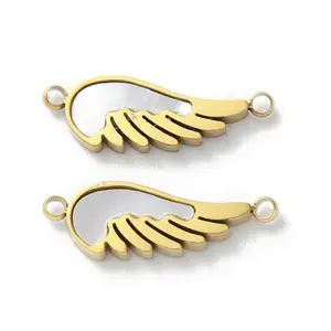 Ion Plating(IP) 304 Stainless Steel Pave White Shell Connector Charms