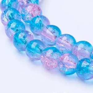 Spray Painted Crackle Glass Beads Strands