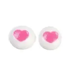 White and Pink Flat Round Cartoon Resin Cabochons