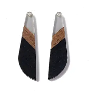 Opaque Resin & Walnut Wood Big Pendants