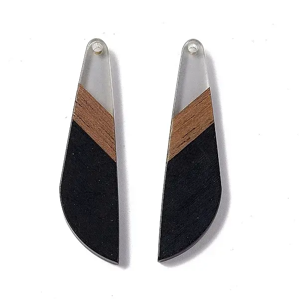 Opaque Resin & Walnut Wood Big Pendants