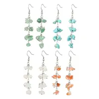 4 Pairs 4 Styles Natural Mixed Stone & Synthetic Turquoise Dangle Earrings for Women