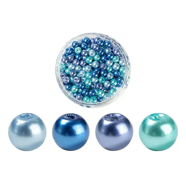 300Pcs Baking Painted Pearlized Glass Pearl Round Beads