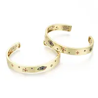 Brass Micro Pave Cubic Zirconia Cuff Bangles