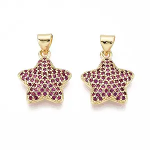 Brass Micro Pave Cubic Zirconia Pendants
